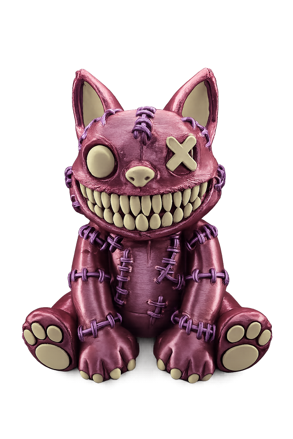 Creepy Stitch Cat Figure – Hand Painted 3D Printed Horror Collectible
