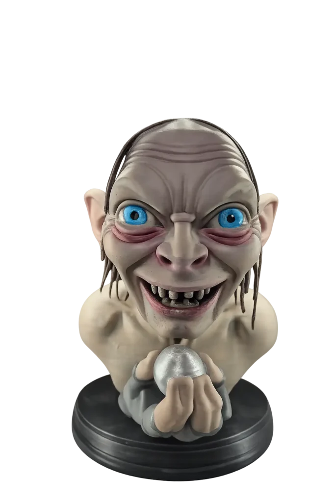 Hand-painted Gollum bust displayed on a black stand