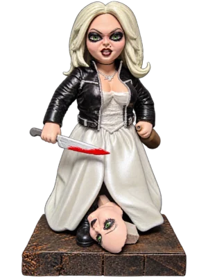 Tiffany from Child’s Play Figure 3D printed in PLA+ and hand painted with blonde hair, white bridal outfit and black jacket