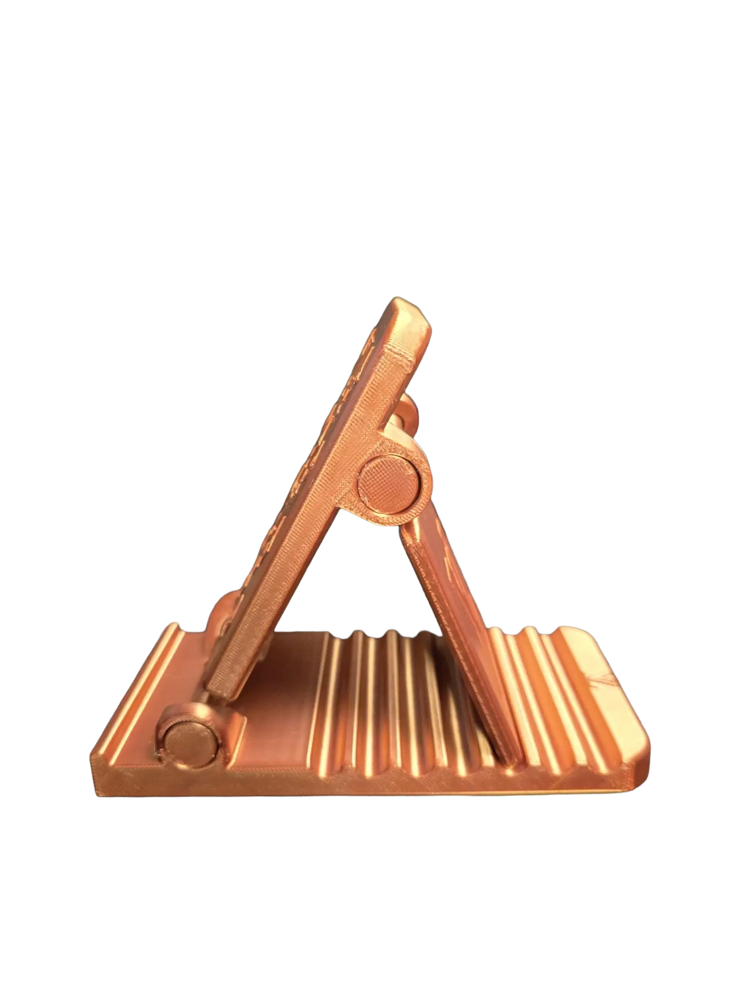 Designer Inspired Phone Holder – 3D Printed in Silk PLA+ (Copper) - Image 2