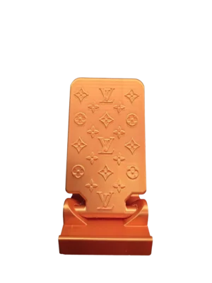 Designer Inspired Phone Holder – 3D Printed in Silk PLA+ (Orange)