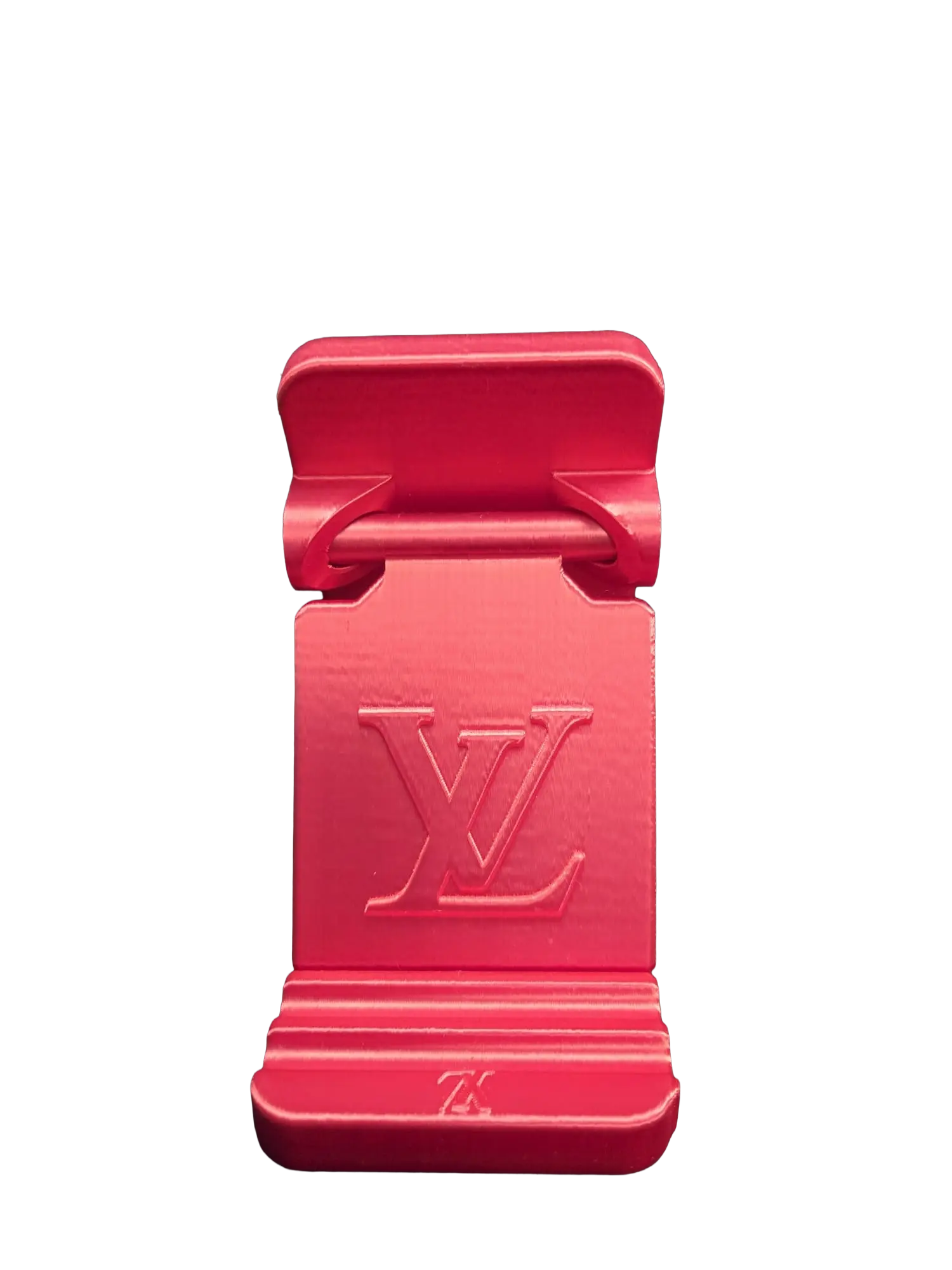 Designer Inspired Phone Holder – 3D Printed in Silk PLA+ (Red) - Image 3