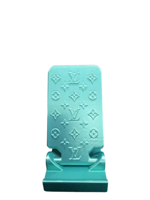 Designer Inspired Phone Holder – 3D Printed in Silk PLA+ (Teal)