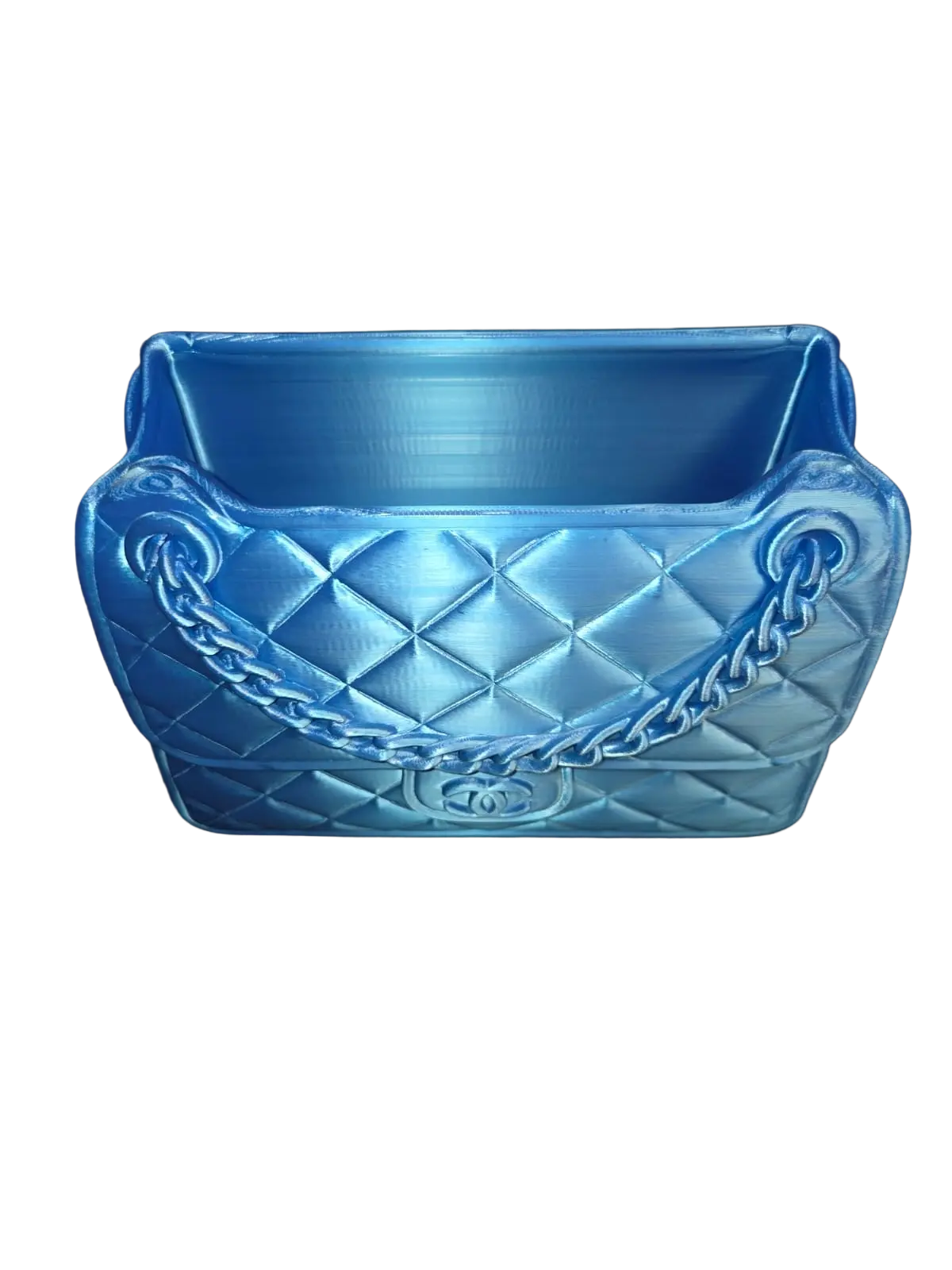 Designer-Inspired Quilted Handbag Vase – Luxury 3D Printed Home Décor (Blue) - Image 2