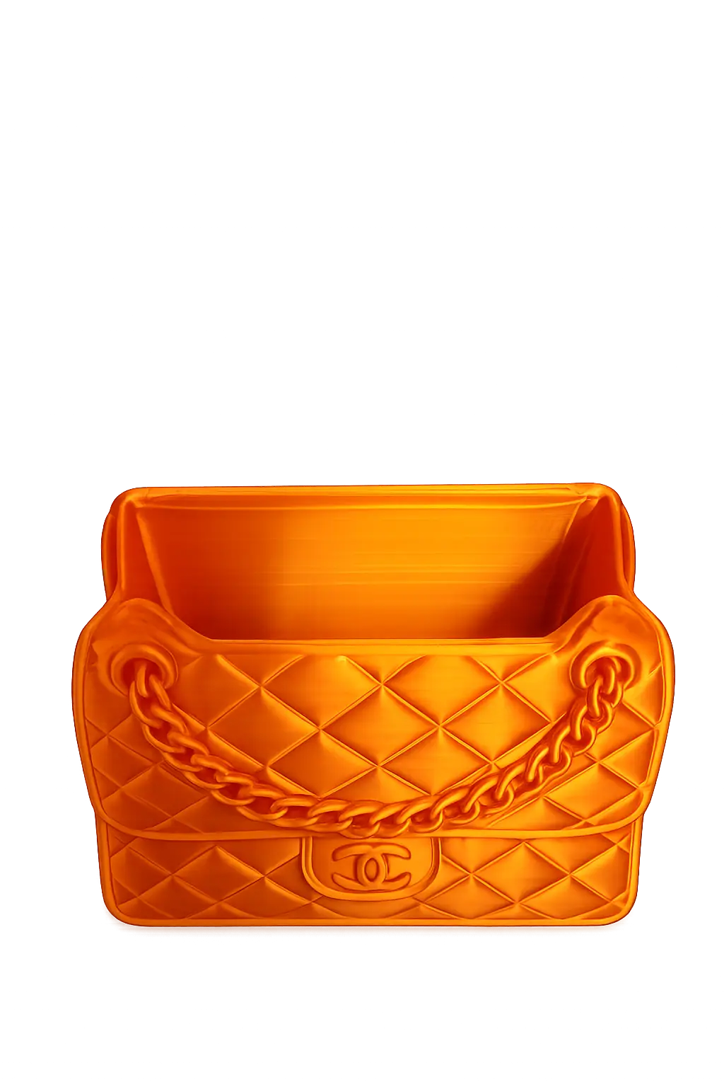 Designer-Inspired Quilted Handbag Vase – Luxury 3D Printed Home Décor (Orange) - Image 2