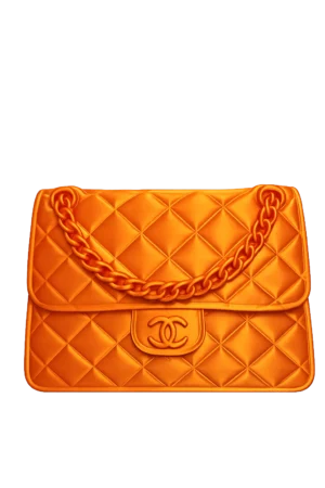 Designer-Inspired Quilted Handbag Vase – Luxury 3D Printed Home Décor (Orange)