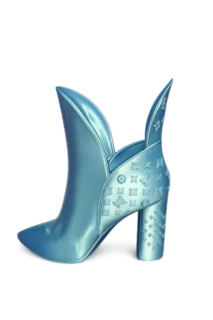 Designer Style Boot Vase | Silk PLA Decorative Home Accent (Blue)