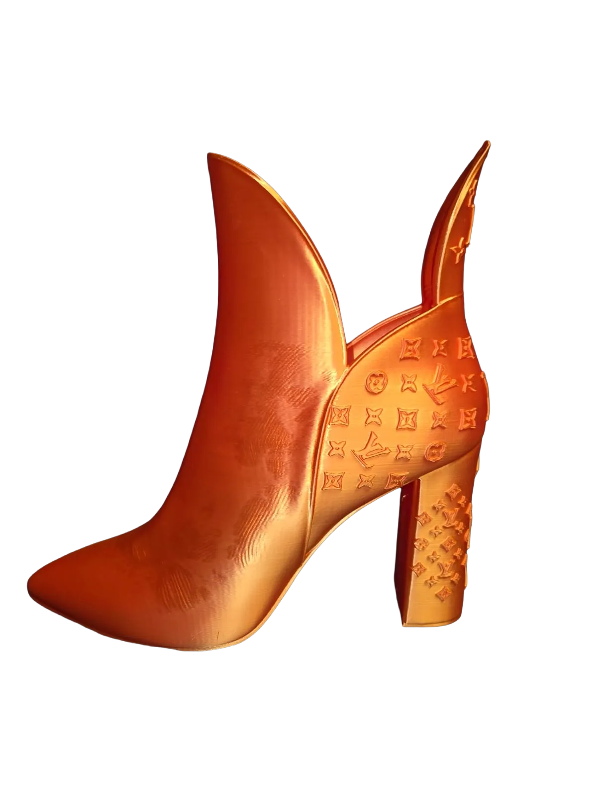 Designer Style Boot Vase | Silk PLA Decorative Home Accent (Orange) - Image 2