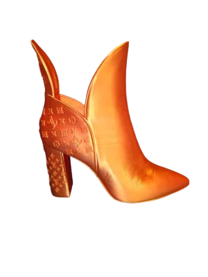 Designer Style Boot Vase | Silk PLA Decorative Home Accent (Orange)