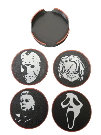 Horror Coaster Set – Michael, Jason, Chucky & Ghost Face (PLA+) - Image 3