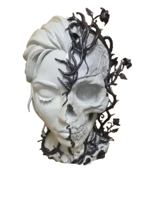 Life and Death Bust Ornament hand-painted gothic skull 3D printed collectible