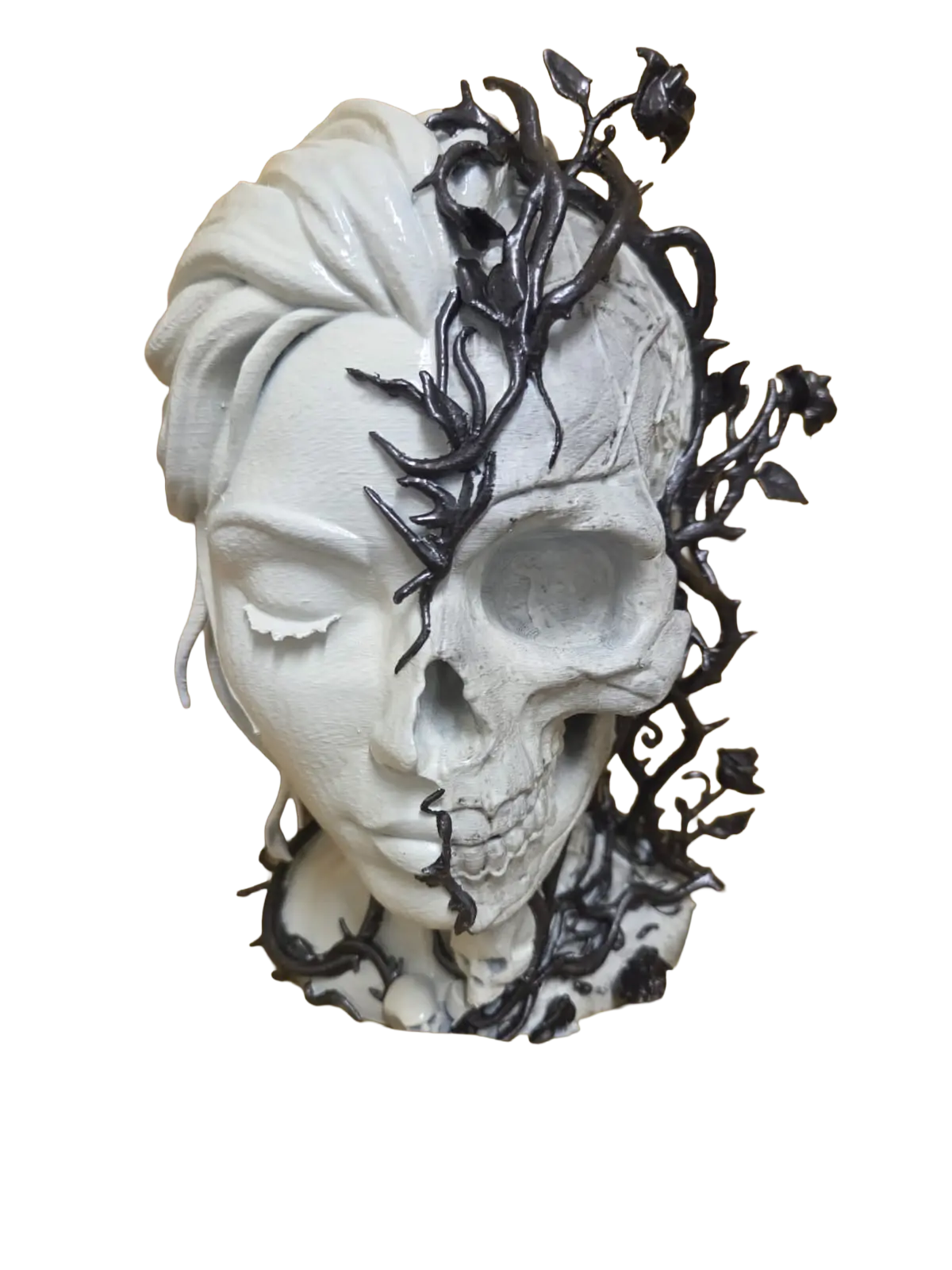 Life and Death Bust Ornament hand-painted gothic skull 3D printed collectible