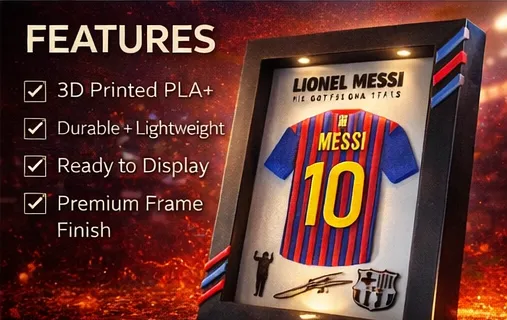 Lionel Messi 3D Printed Wall Art Frame – Barcelona #10 (PLA+) – 21cm x 16cm - Image 6