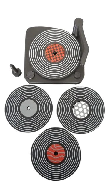 Retro Style Record Player Coaster Set – 3D Printed (PLA+) - Image 3