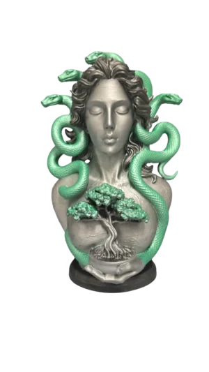 Serpent Goddess Bust with Bonsai hand-painted 3D printed collectible