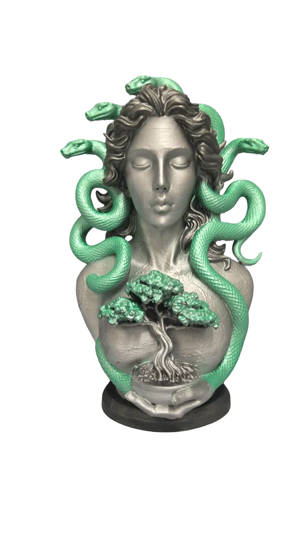Serpent Goddess Bust with Bonsai hand-painted 3D printed collectible