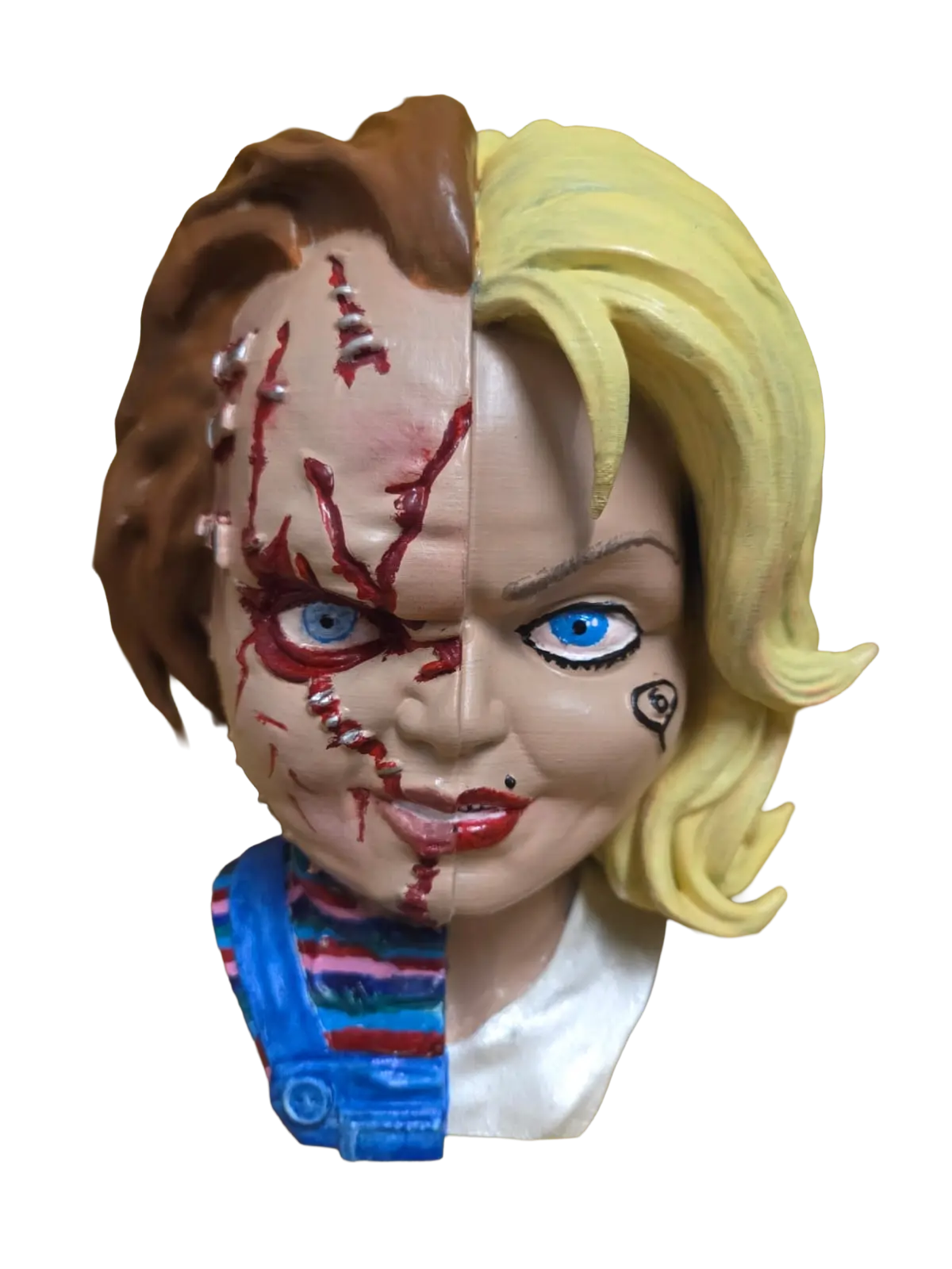 Split Horror Couple Bust hand-painted 3D printed horror collectible