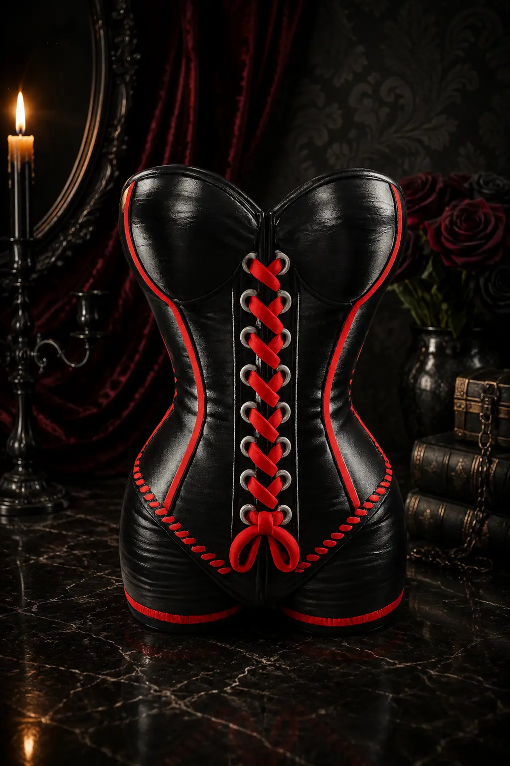Steampunk Corset Vase – Hand Painted Decorative Statement Piece - Image 2