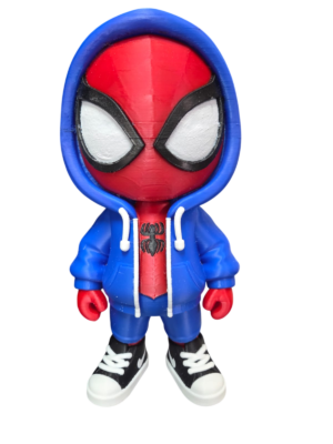 Urban Spider Hero Figure full colour 3D printed collectable in blue hoodie approx 26cm high