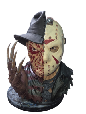 Freddy Krueger and Jason Voorhees horror mashup bust hand painted 3D print approx 25cm high